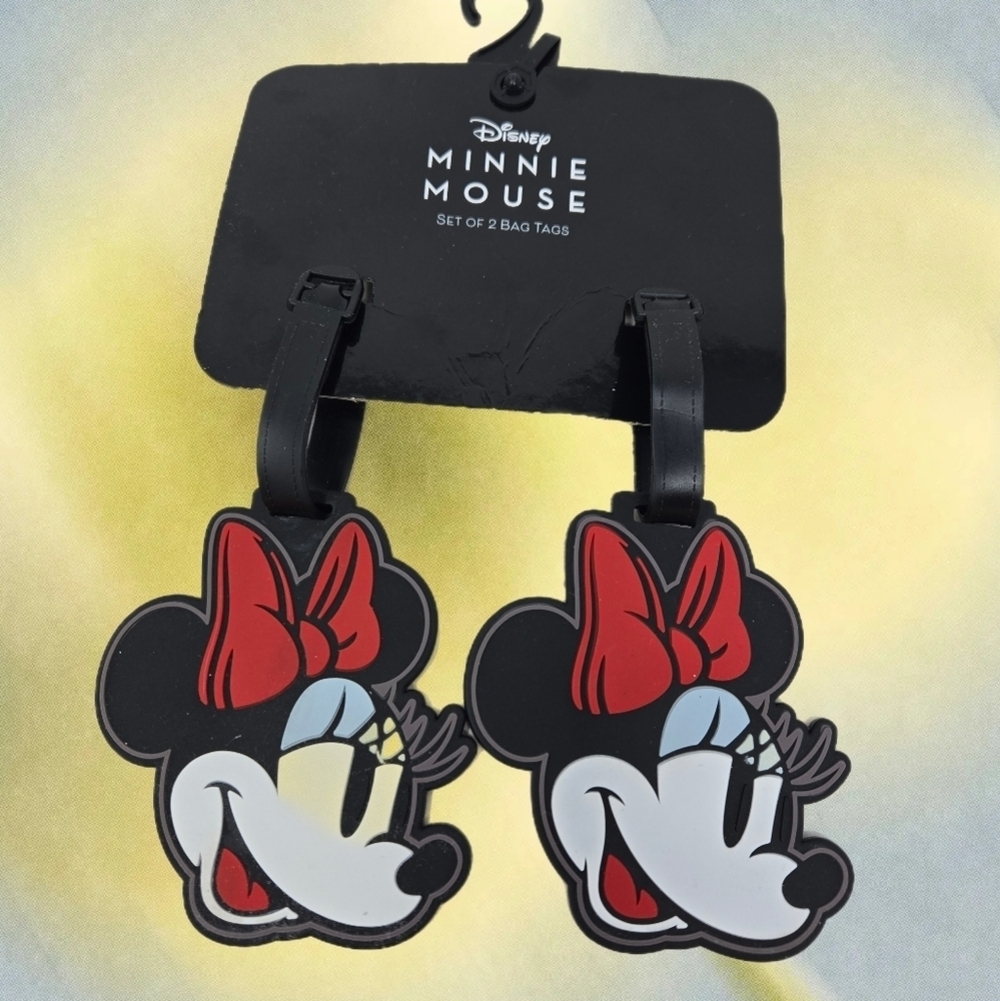 Disney Minnie Mouse Face Bag Tags - Red and Black luggage Back Pack